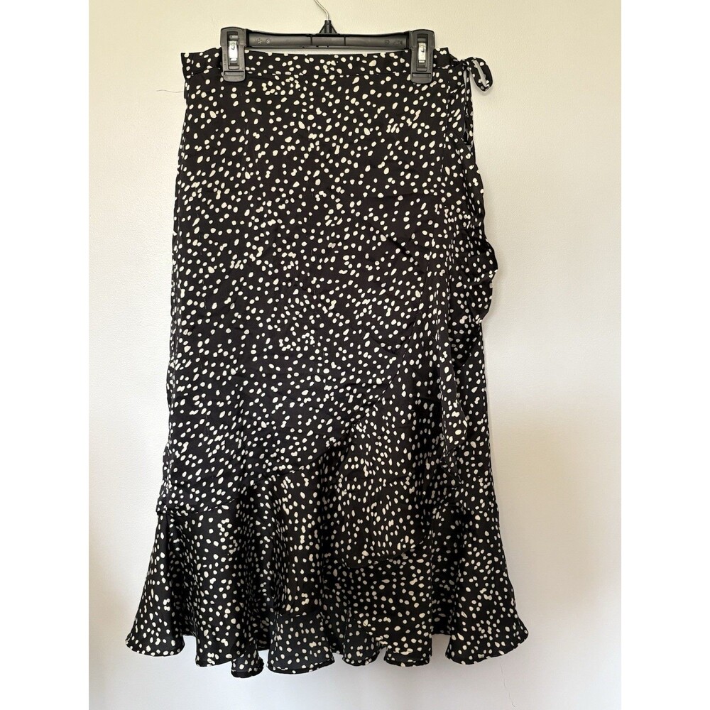 Grace & Lace Wrap Skirt, Black And White, Size XS, Polkadot Skirt w/ Ruffle